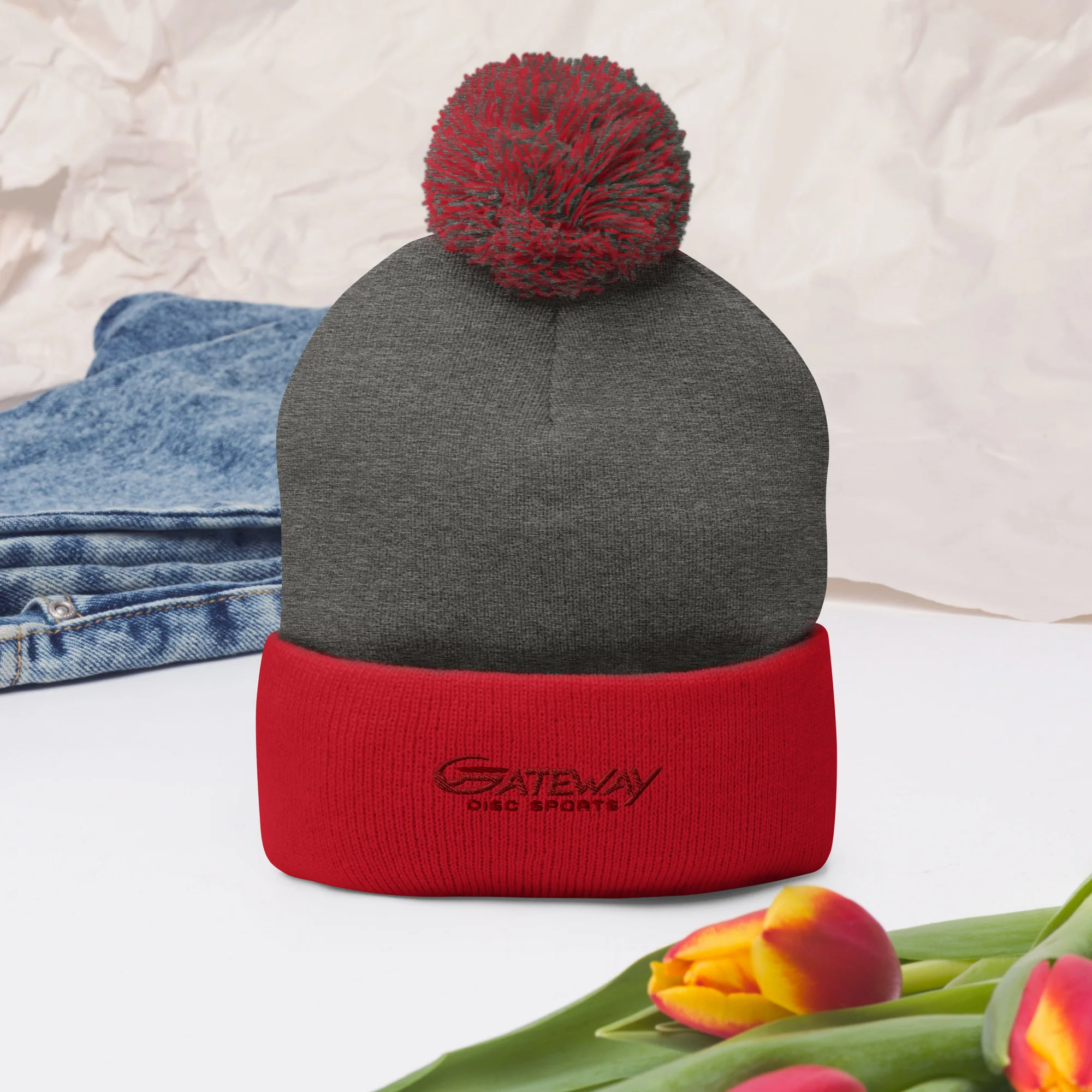 Pom-Pom Beanie with Gateway Disc Sports Logo - Image 4